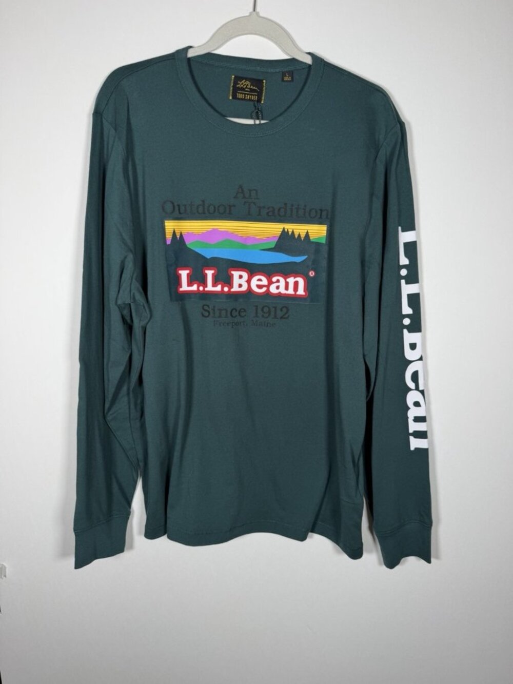 NEW LL Bean x Todd Snyder forest green graphic preppy long sleeve tshirt L